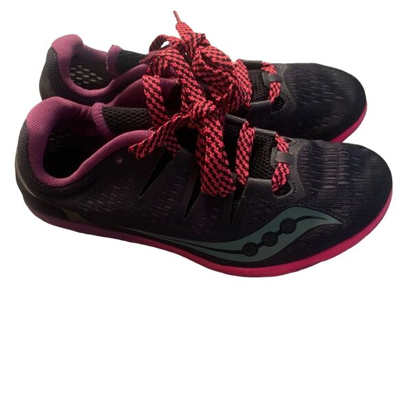 SAUCONY CARRERA XC 3 FLAT WOMEN'S RUNNING SHOES BLACK/PINK/PURPLE 5 - Picture 1 of 7